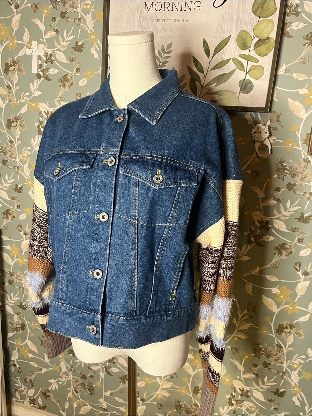 Umgee Denim Mixed Jacket Size S - Picture 3 of 12